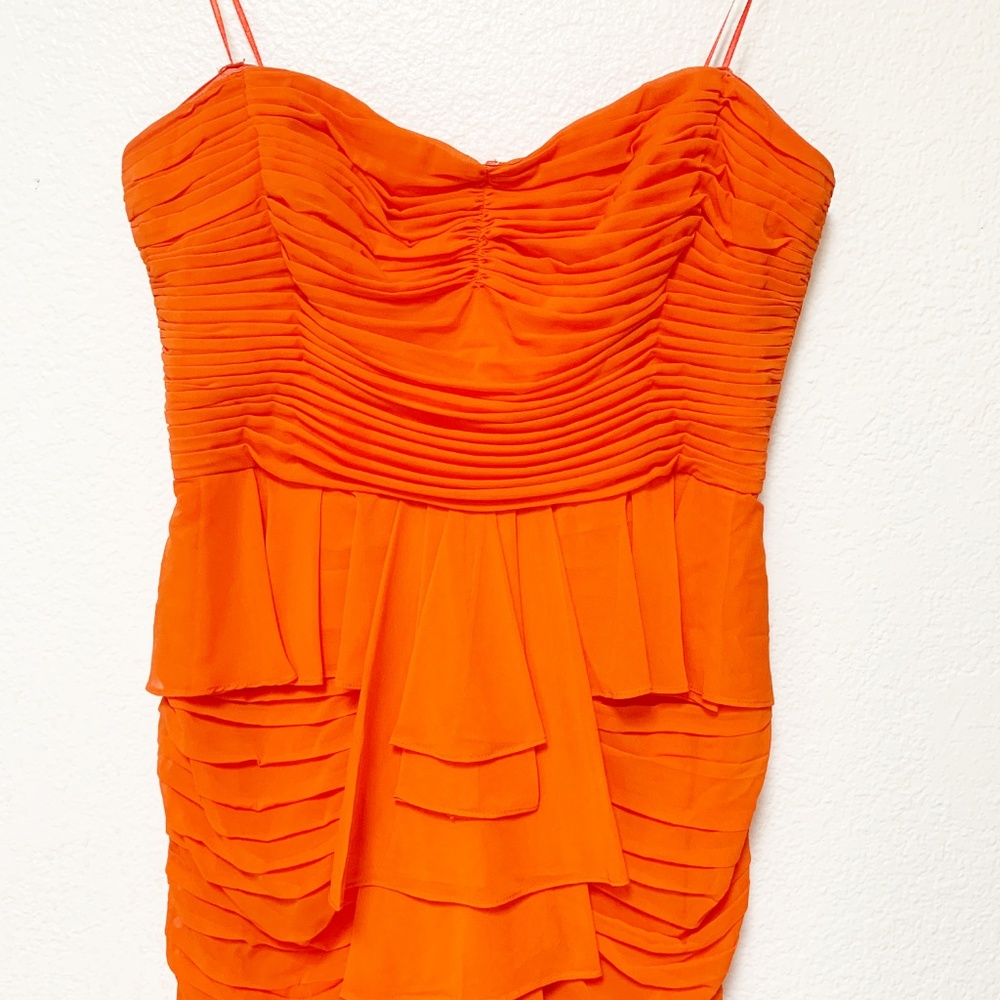 Jill Stewart | Strapless Ruched Silk Chiffon Dress - Picture 6 of 6